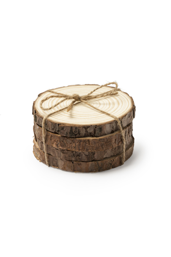 Natural Pine Wood Coaster Set - Eco-Friendly Home Decor