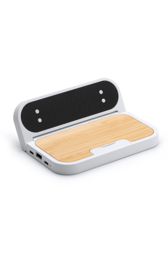 Eco-Friendly Bamboo Wireless Charger & Clock