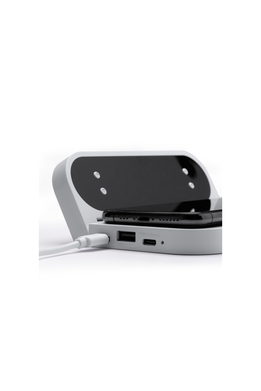 Încărcător Wireless din Bambus și ABS cu Ceas - 10W