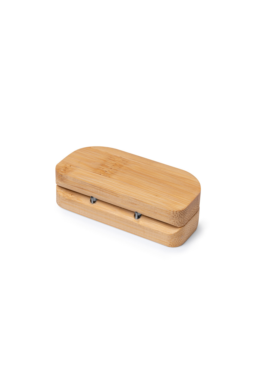 MILDOR Bamboo Pill Box with Magnetized Fastening