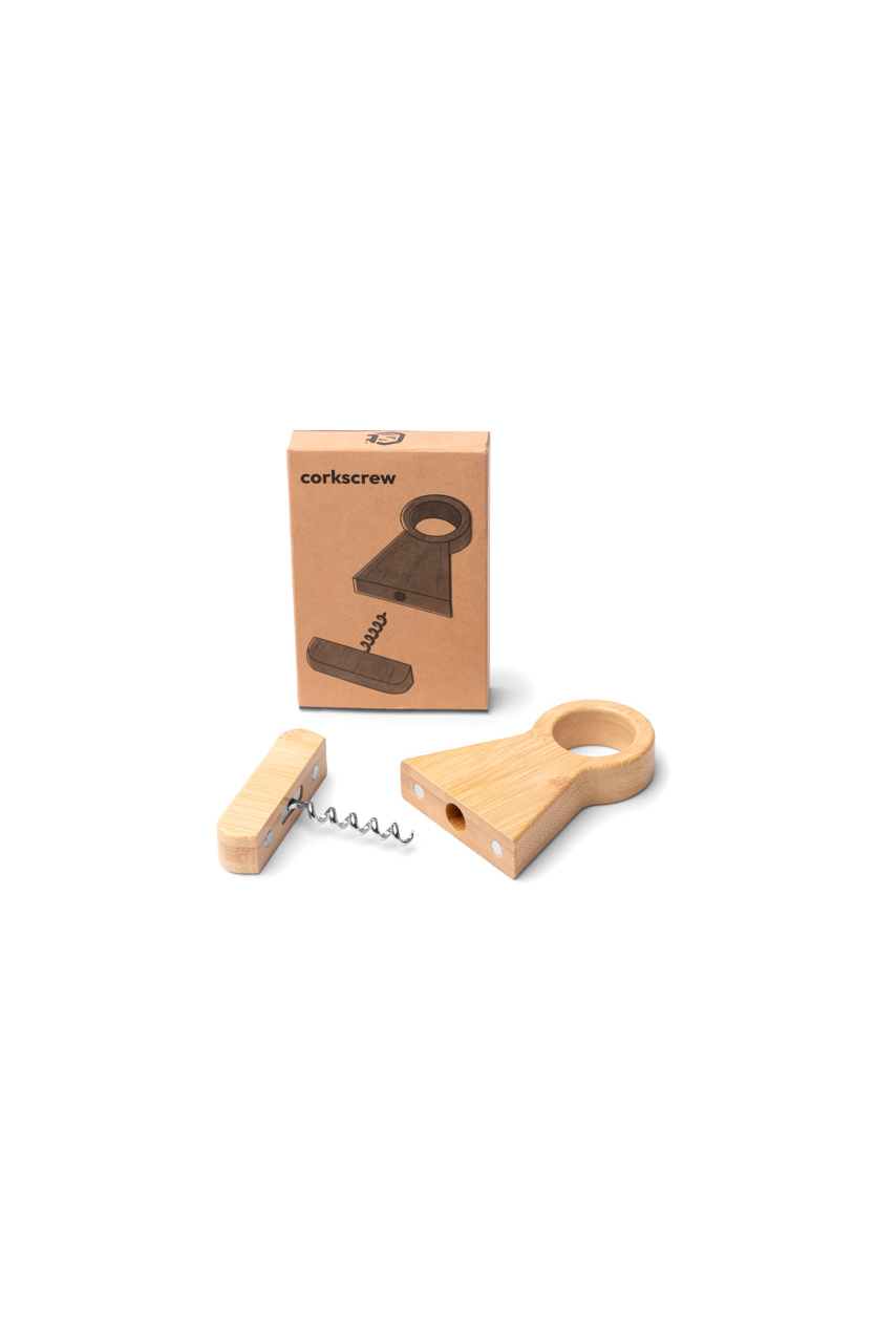 Eco-Friendly Bamboo Corkscrew with Bottle Holder