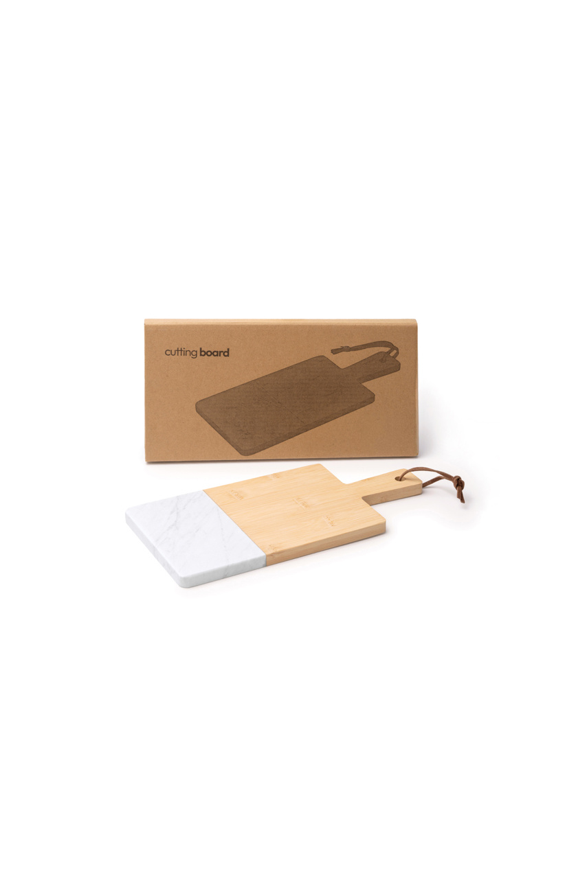 Bamboo and Marble Chopping Board with Leather Strap