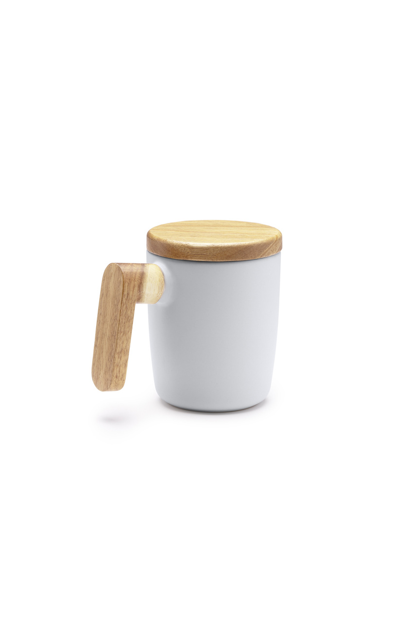 Matte Ceramic Mug with Bamboo Lid - 350ml