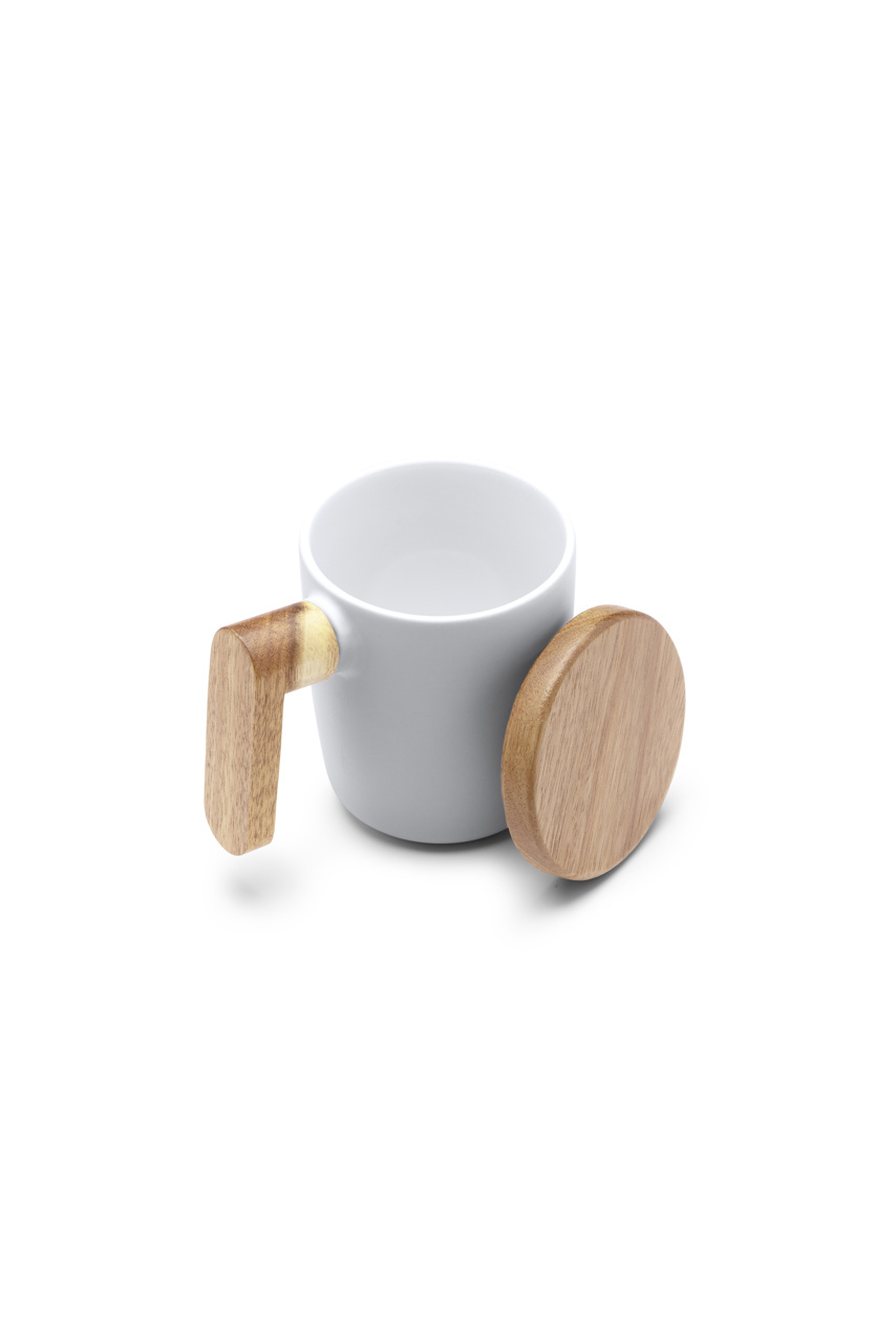 Matte Ceramic Mug with Bamboo Lid - 350ml