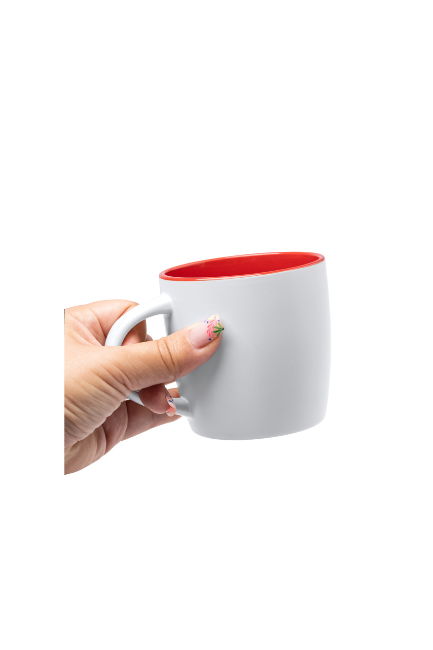 Cana Ceramică RADEK 370 ml Albă cu Interior Colorat