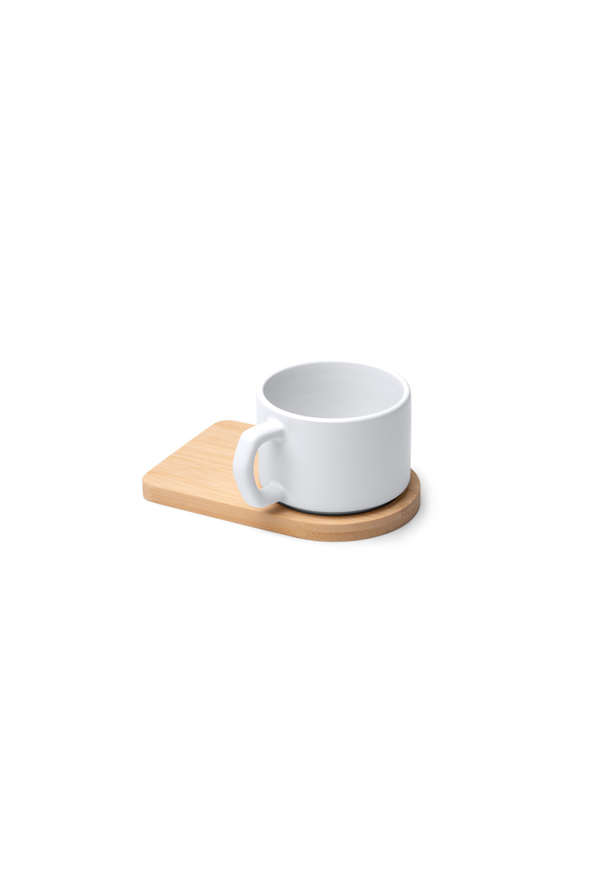 Matte Ceramic Mug & Bamboo Tray Set