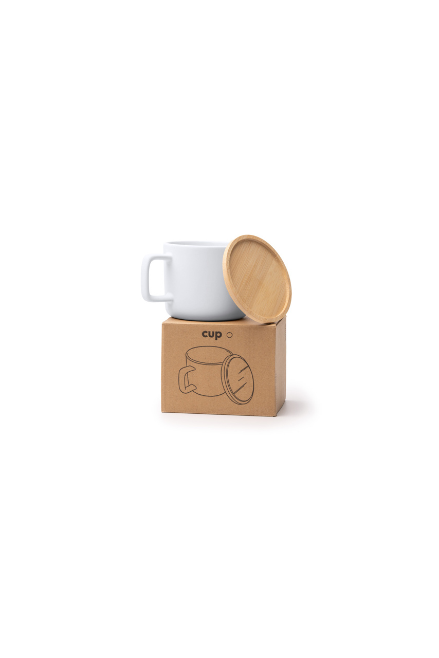 Cană Ceramică MOLOK cu Capac Bambus 350 ml