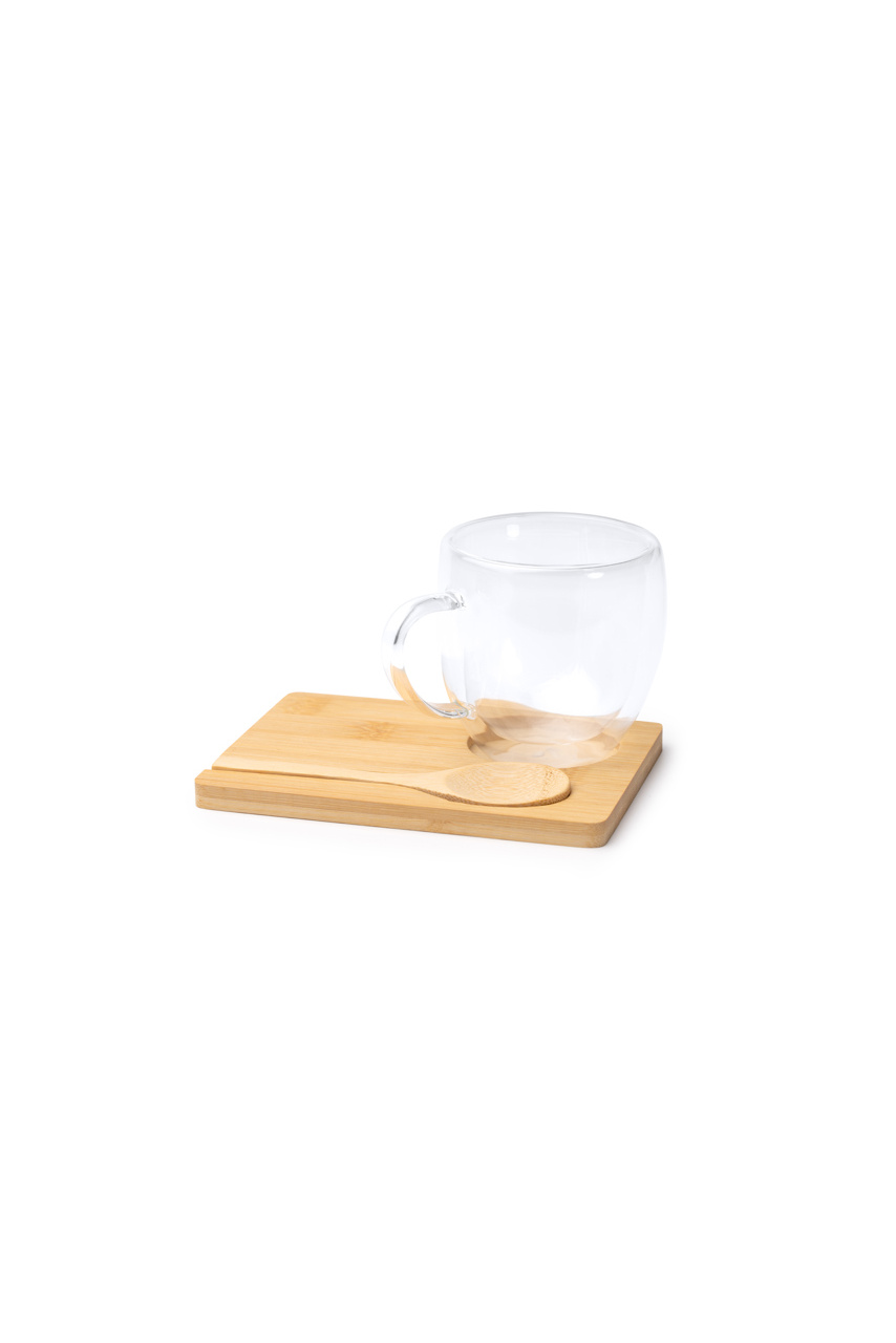 Set cană din sticlă borosilicată și bambus