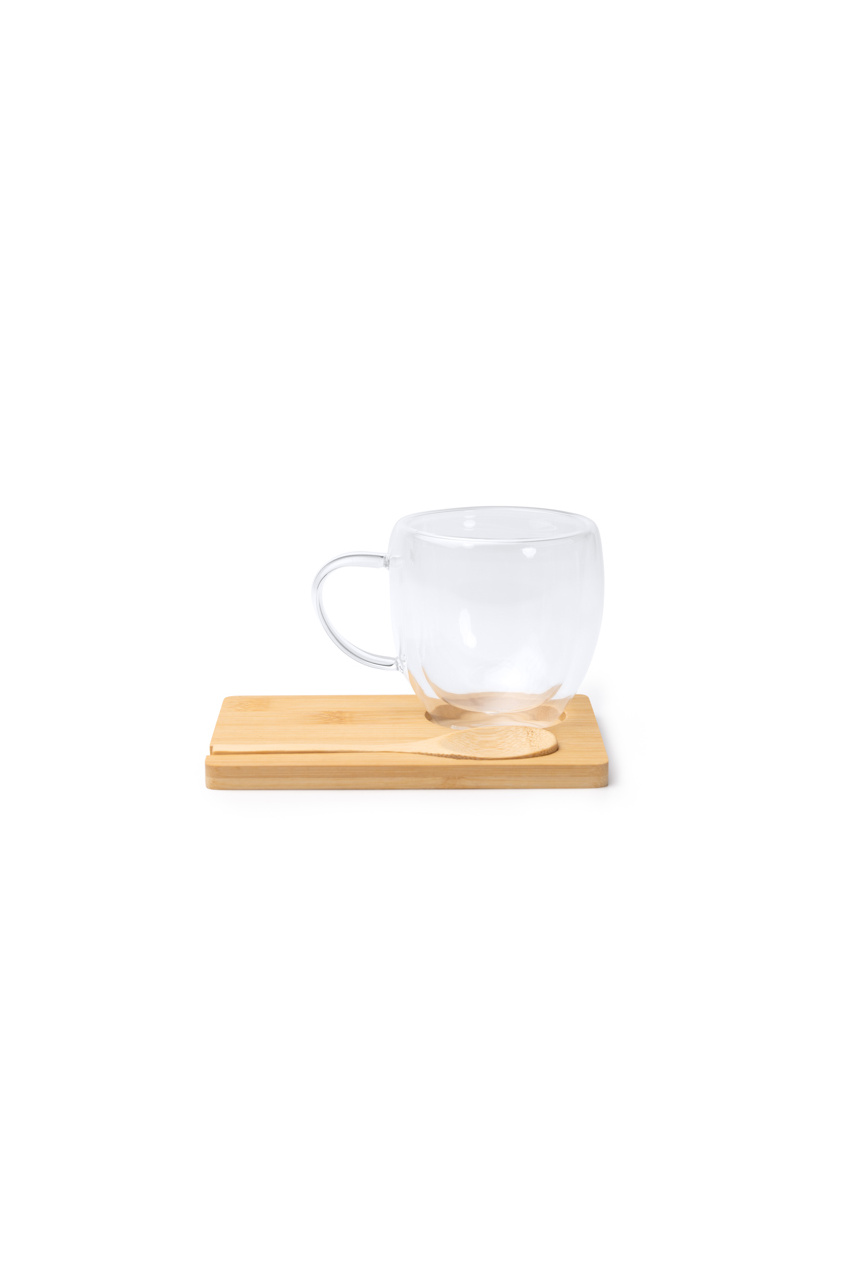 Set cană din sticlă borosilicată și bambus