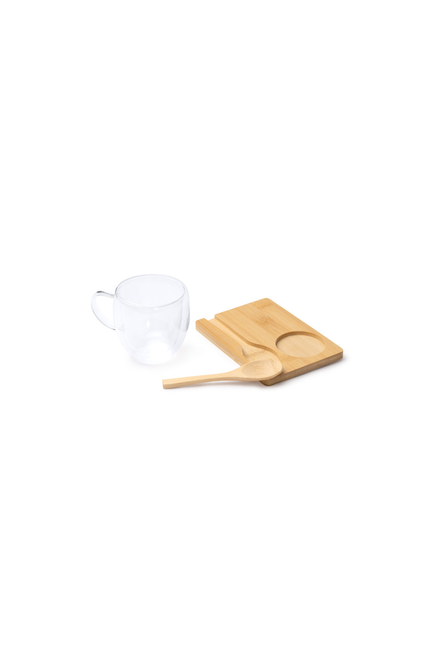 Set cană din sticlă borosilicată și bambus