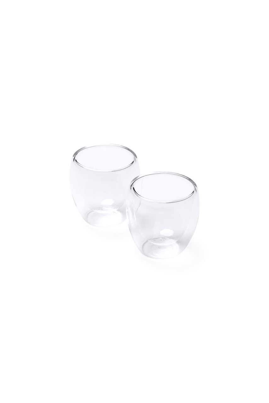 Set 2 pahare sticlă borosilicat dublu perete 90 ml