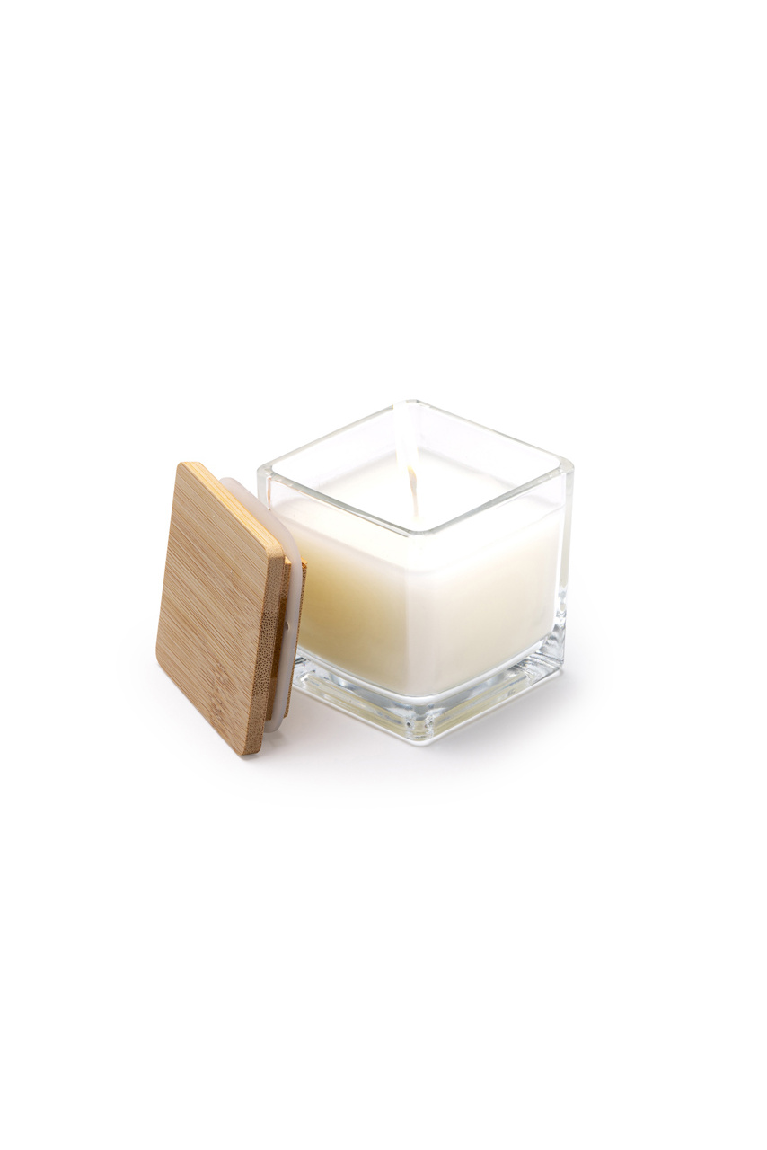 Vanilla Scented Glass Candle with Bamboo Lid