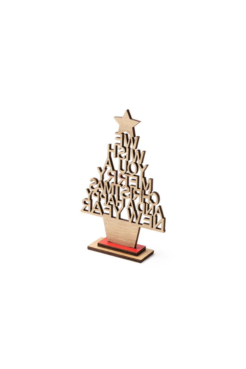 Wooden Christmas Tree with Festive Message