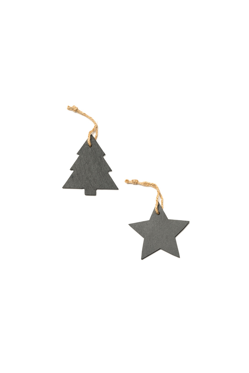 RUDOLF Christmas Slate Ornaments - Tree & Star Designs