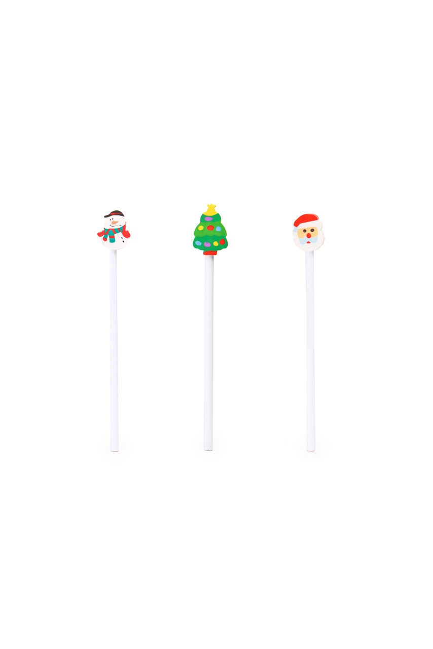 Festive Wooden Pencil with Santa Rubber Topper