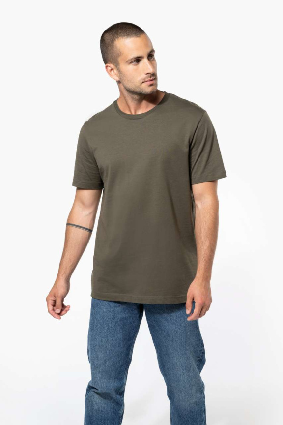 Tricou cu Mânecă Scurtă și Guler Rotund din Bumbac