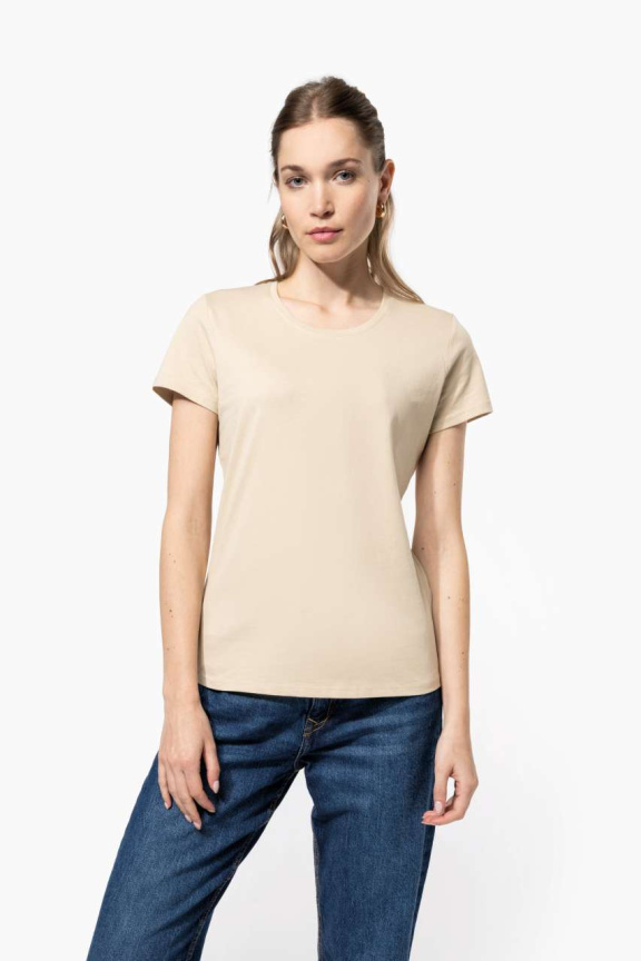 Tricou Damă cu Mâneci Scurte și Guler Rotund