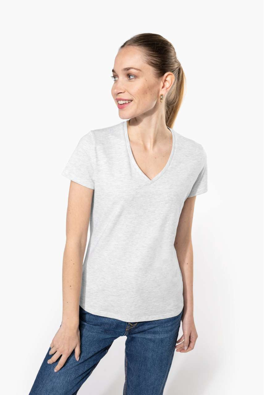 Tricou damă cu mânecă scurtă și decolteu în V