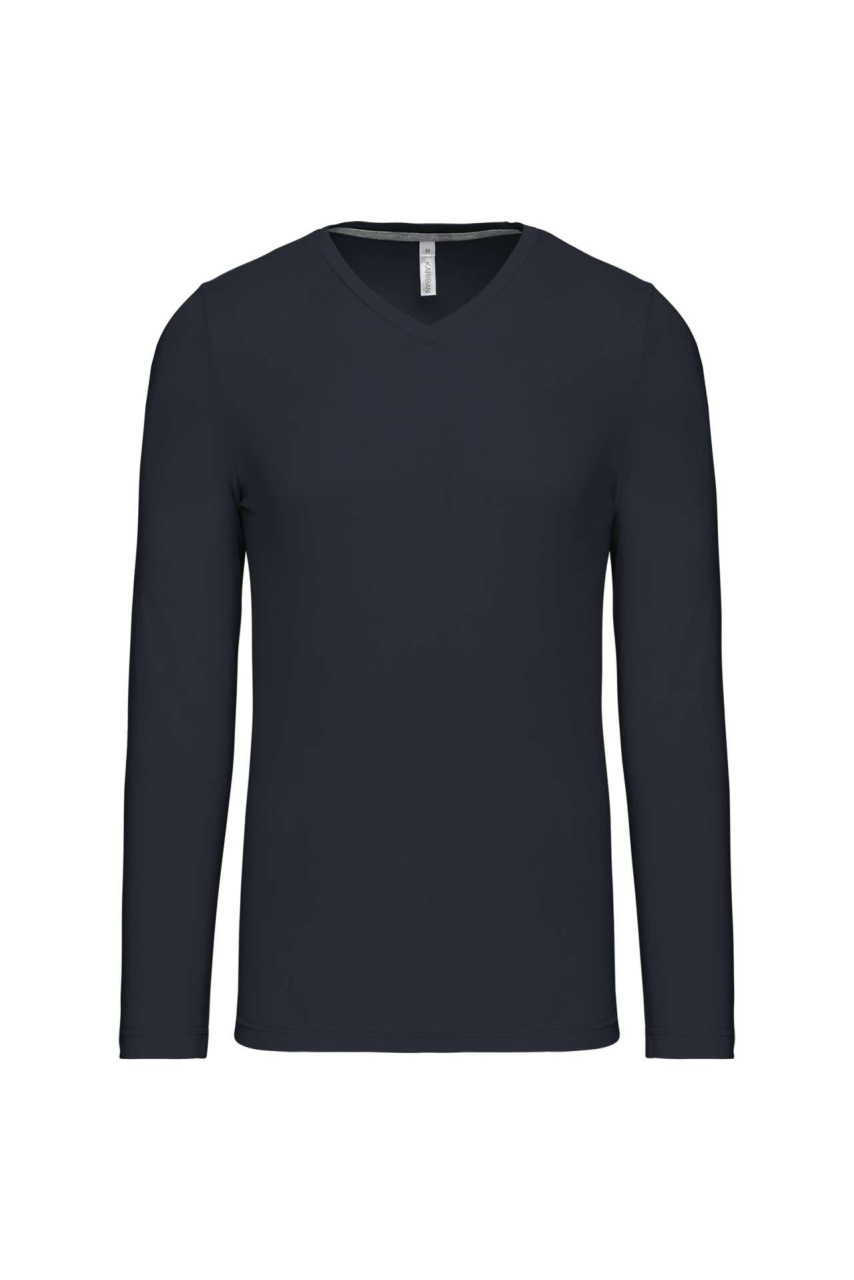 Men's Long-Sleeved V-Neck T-Shirt - Premium Cotton