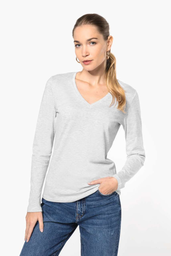 Tricou Damă Mâneci Lungi V-Neck - Confort și Stil