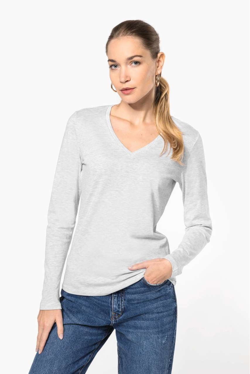 Tricou Damă Mâneci Lungi V-Neck - Confort și Stil