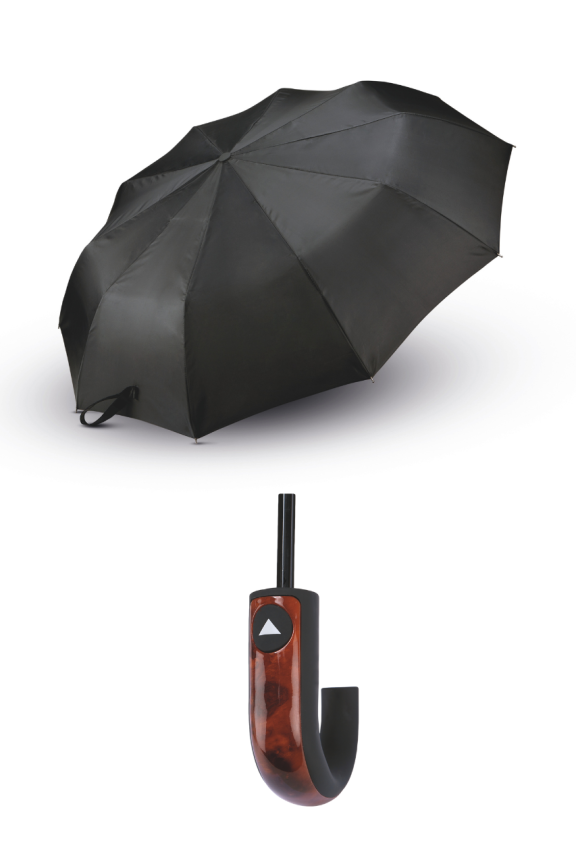 Umbrelă pliabilă clasică cu mâner în J
