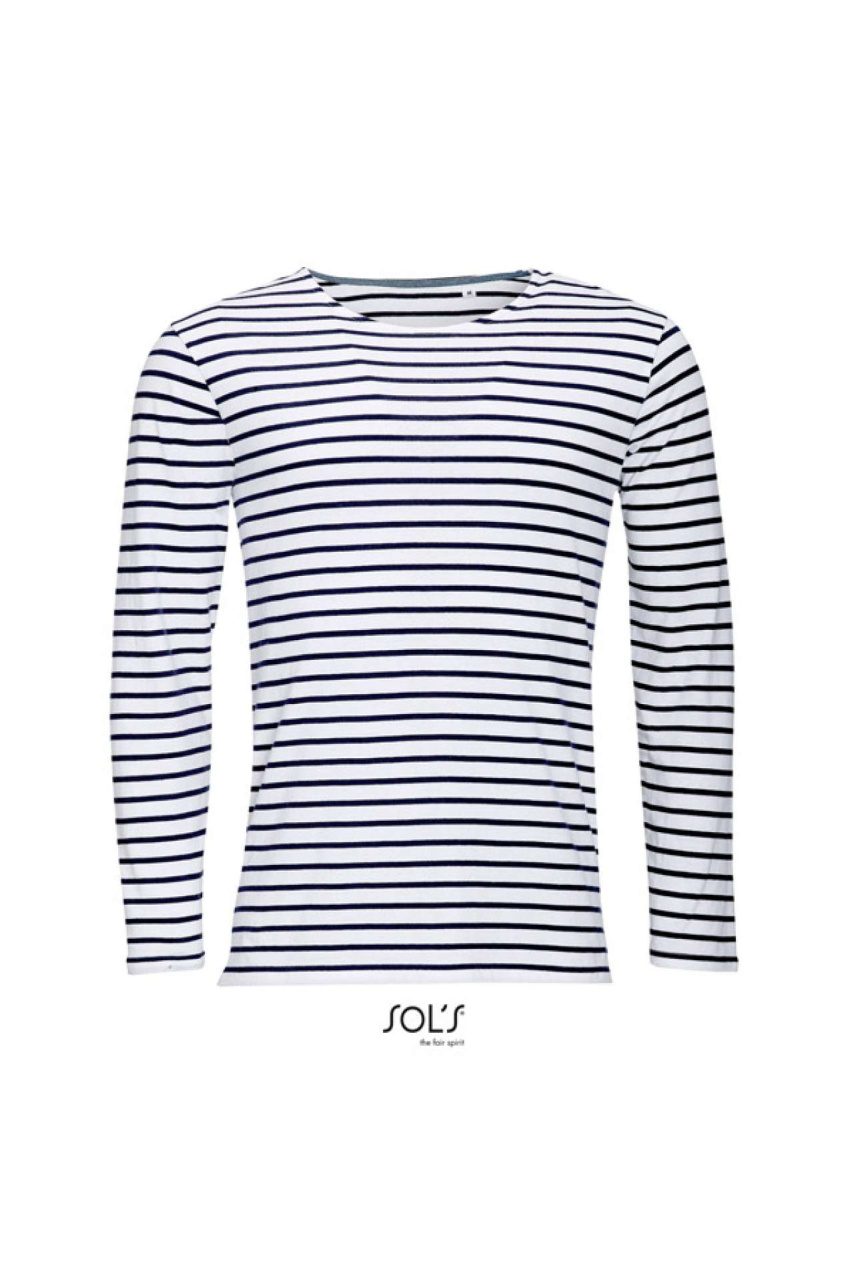 Men's Long Sleeve Striped T-Shirt - Navy White