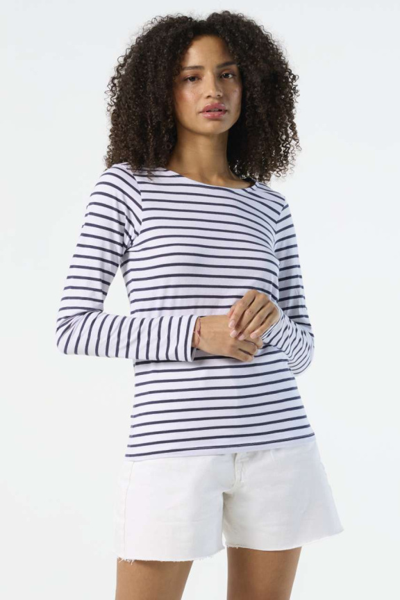 Tricou Dama cu Dungi SOL'S MARINE - Mâneci Lungi