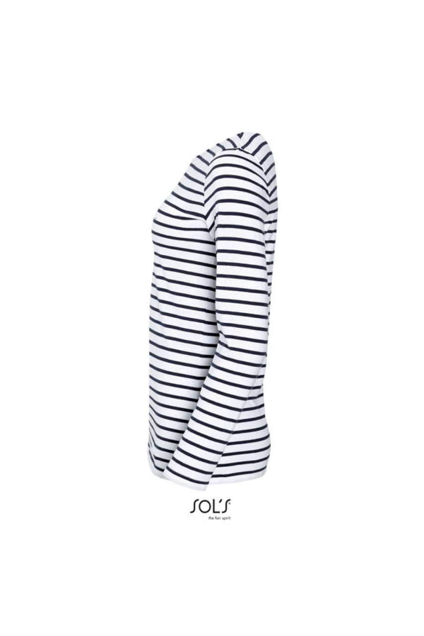 Tricou Dama cu Dungi SOL'S MARINE - Mâneci Lungi