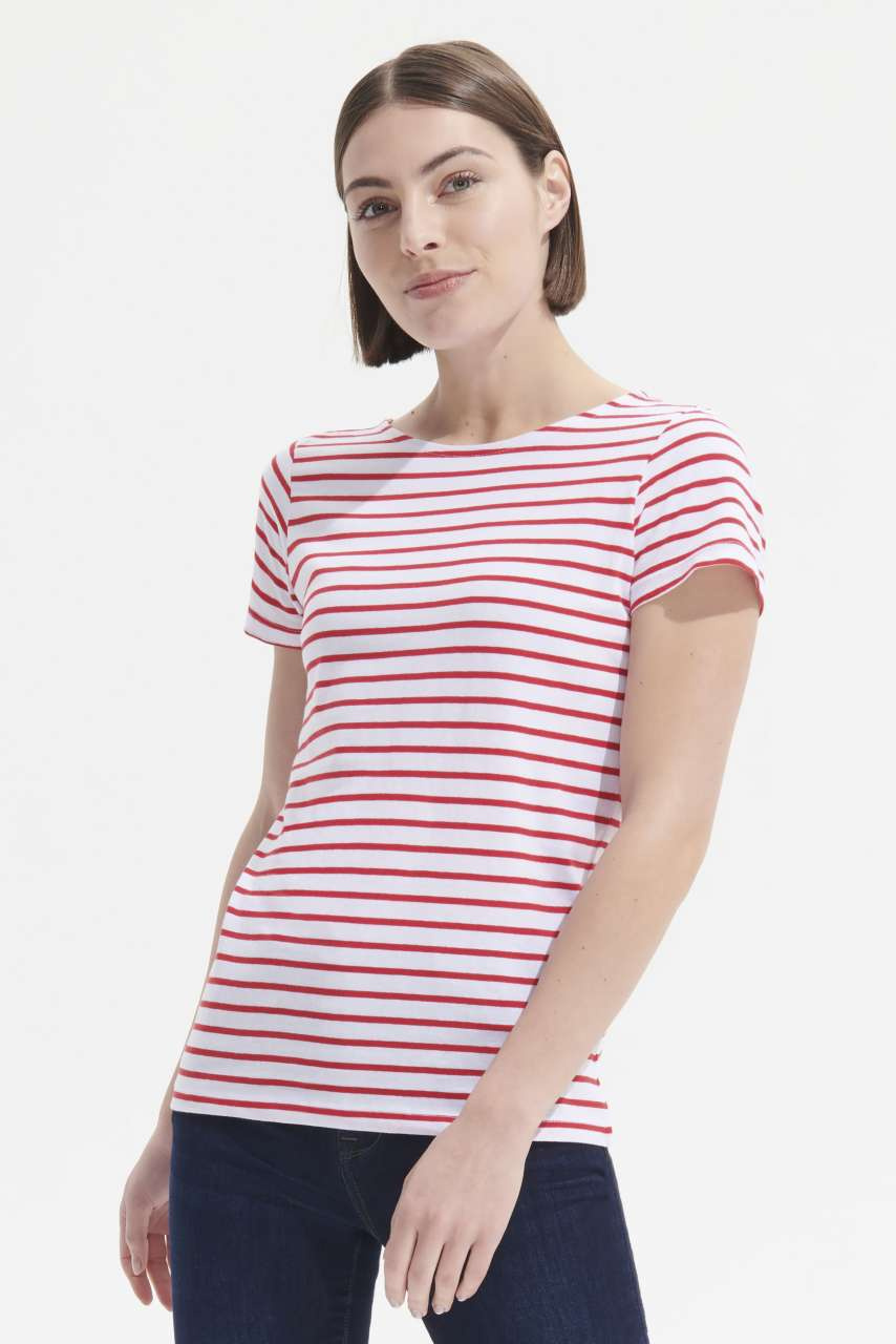 SOL'S MILES Women's Striped Round Neck T-Shirt