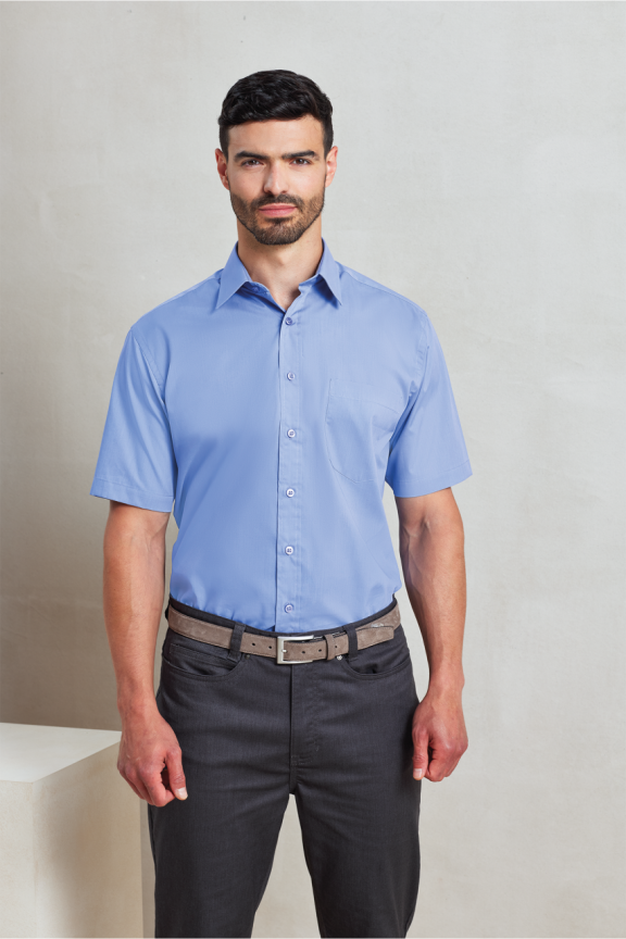 Men's Tailored Short Sleeve Poplin Shirt