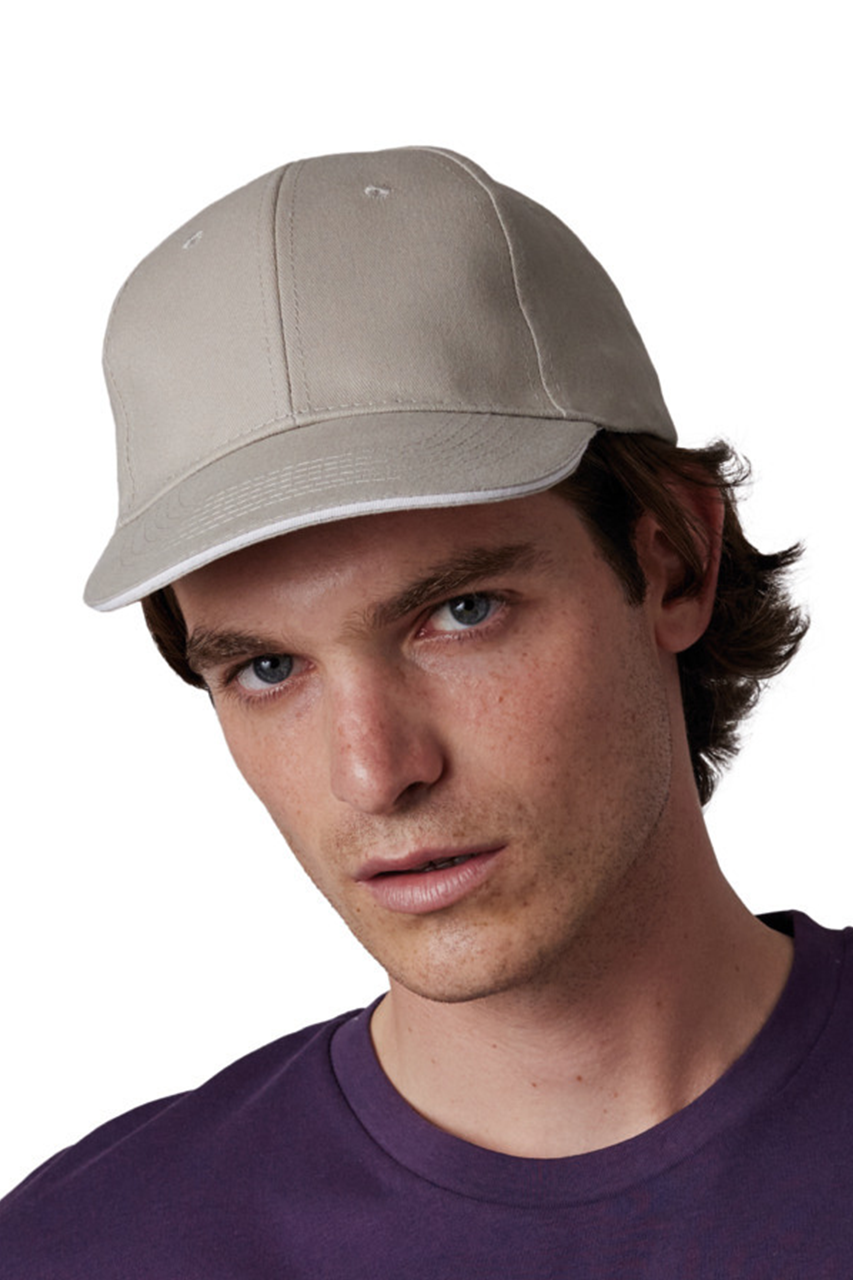 6-Panel Sandwich Peak Cotton Cap - Adjustable Style