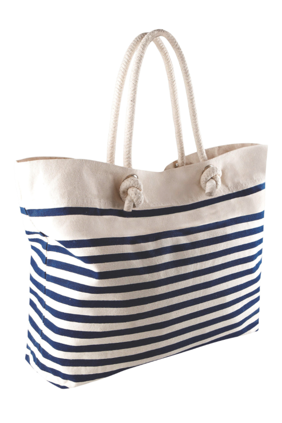 Nautical Stripe Canvas Beach Bag - Stylish & Spacious
