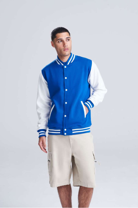 Classic Varsity Jacket with Contrast Sleeves
