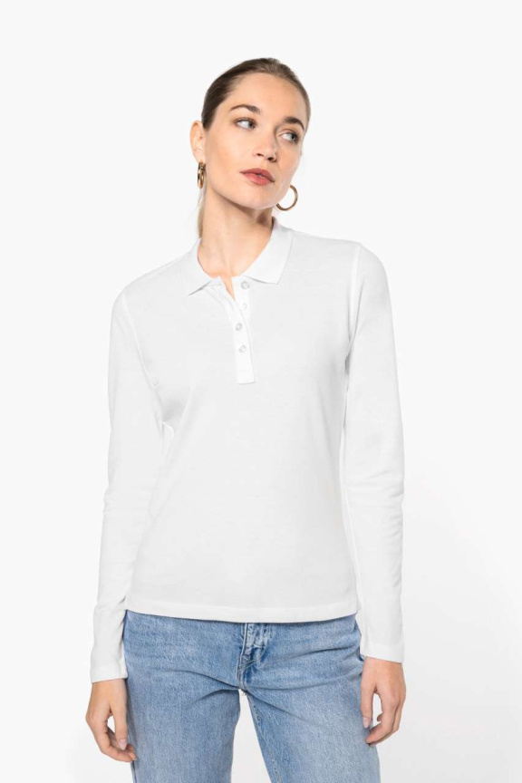 Women's Long-Sleeve Piqué Polo Shirt - Stylish Comfort