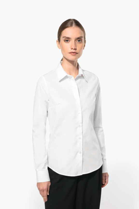 Women's Fitted Cotton Poplin Shirt - Long Sleeve