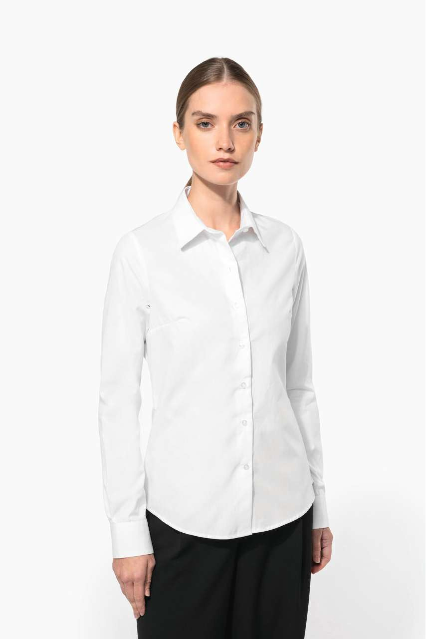 Cămașă Damă Poplin de Bumbac cu Mâneci Lungi