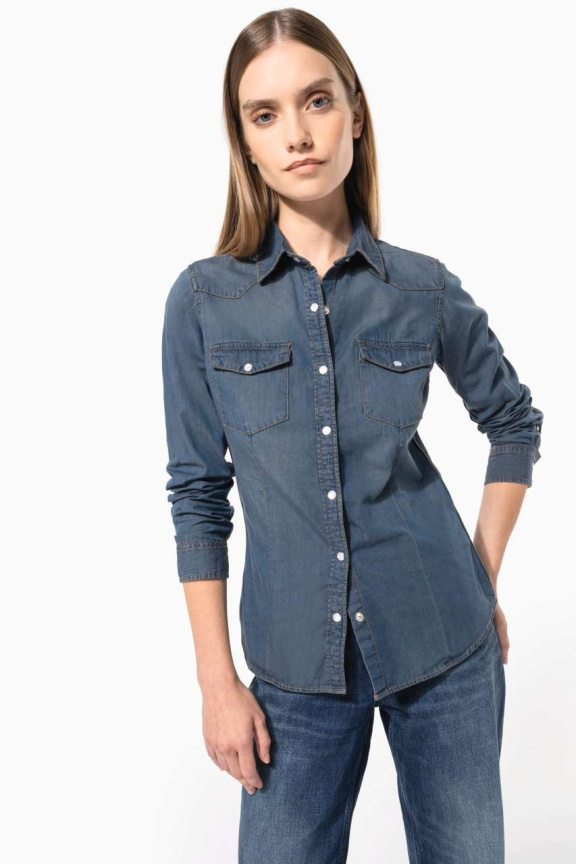 Cămașă Denim cu Mâneci Lungi pentru Femei - Bumbac 100%