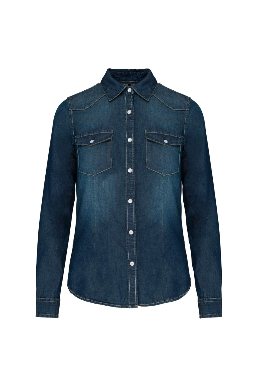 Women's Enzyme-Washed Denim Shirt