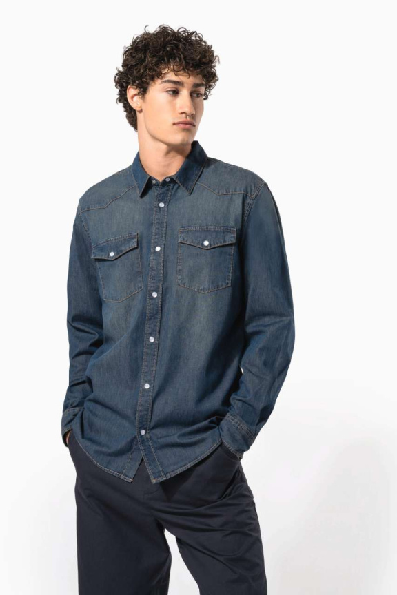 Cămașă Denim Bărbați cu Mâneci Lungi - Stil Autentic