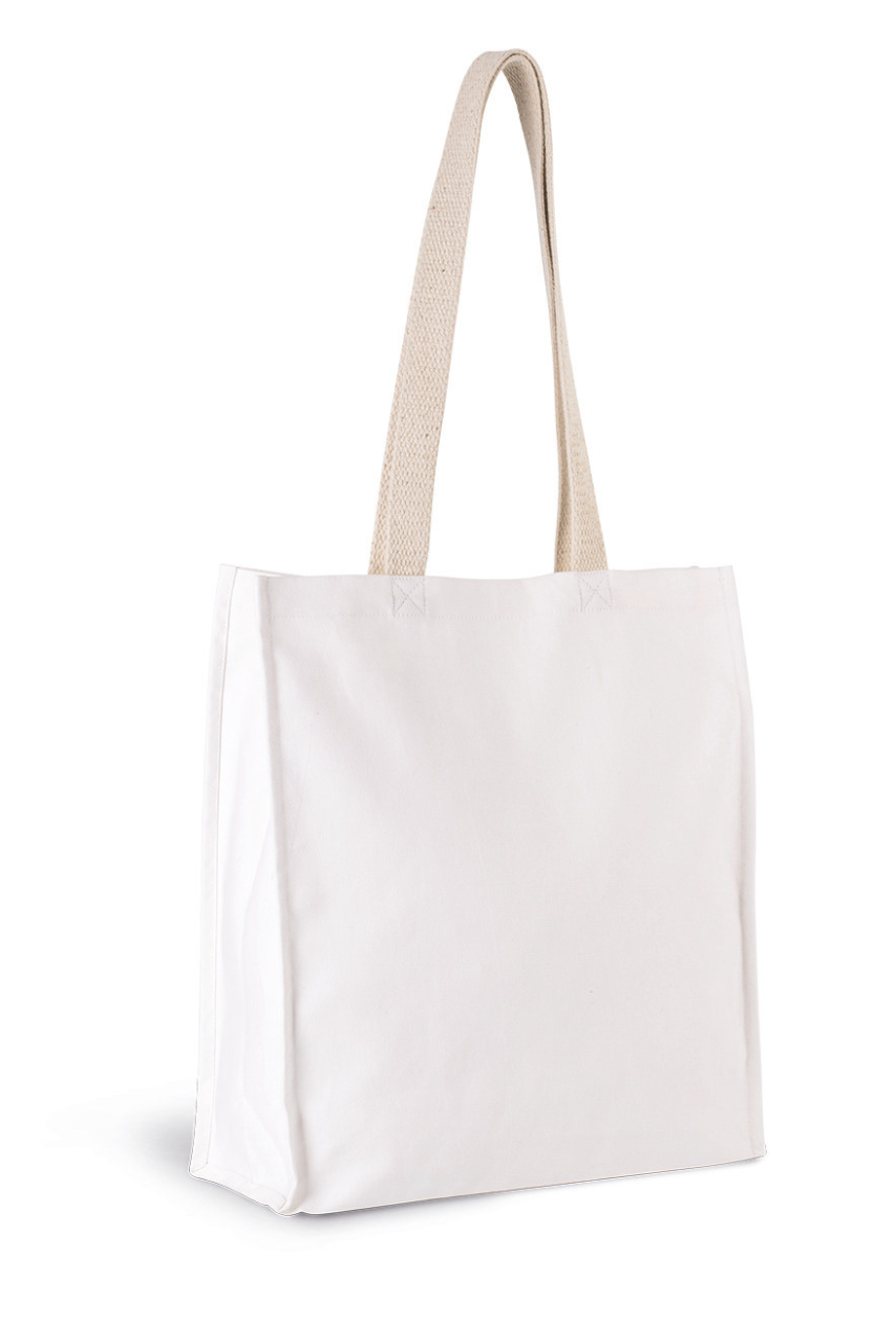 Ecru Cotton Canvas Tote Bag with Gusset