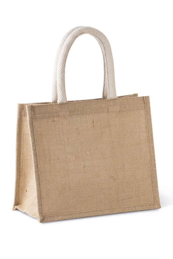 Medium Jute Canvas Tote with Cotton Handles