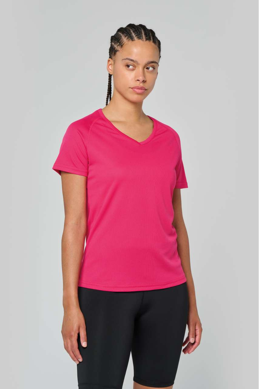 Tricou Sport Dama cu Mânecă Scurtă și Decolteu în V