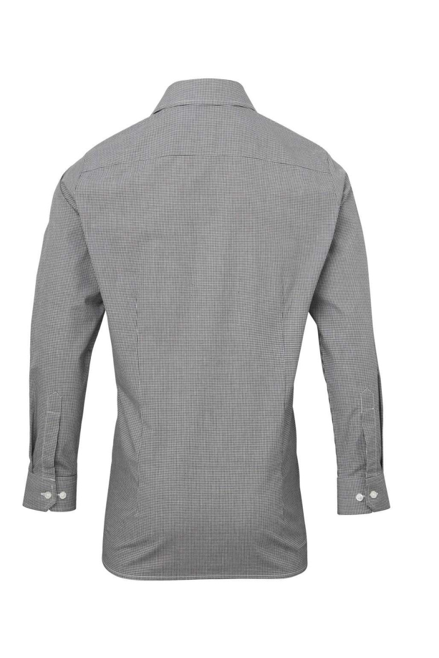 Cămașă Bărbați Gingham Microcheck Mâneci Lungi