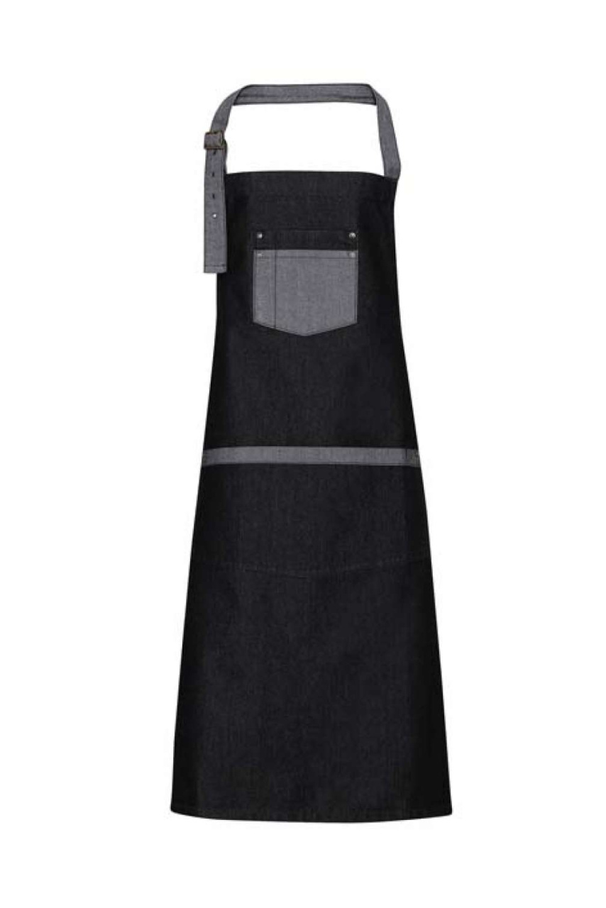 Contrast Denim Bib Apron with Adjustable Neckband
