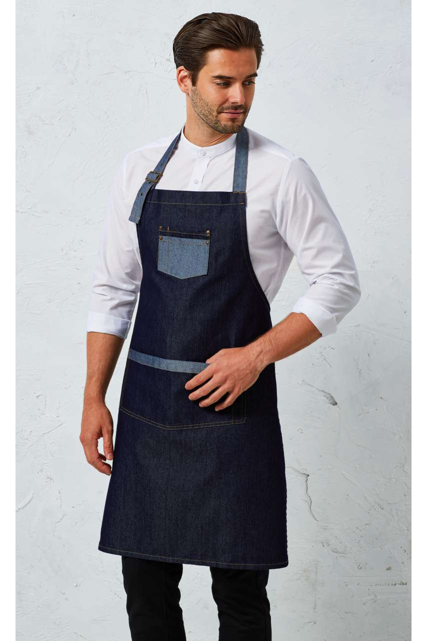 Șorț Denim cu Bib și Contrast 'Domain'