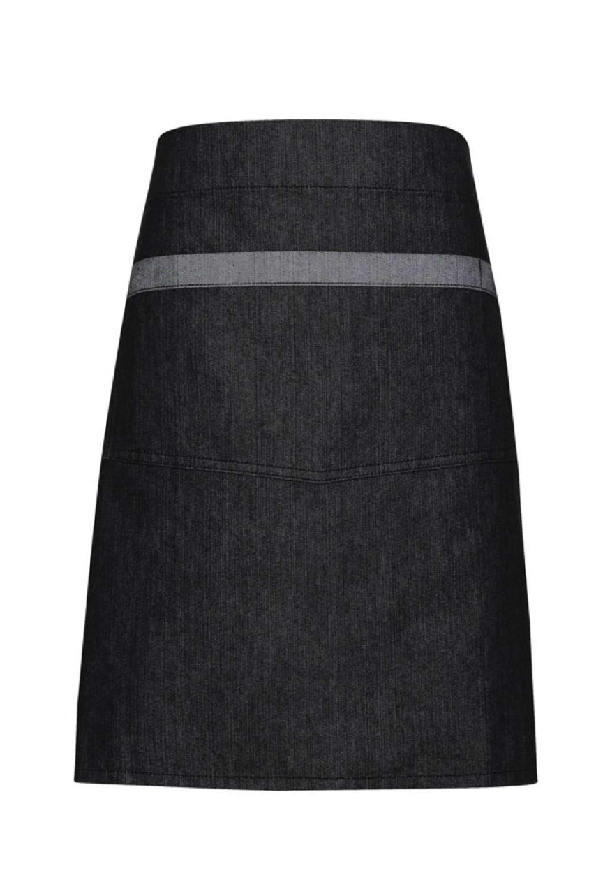 Contrast Denim Waist Apron with Center Pocket