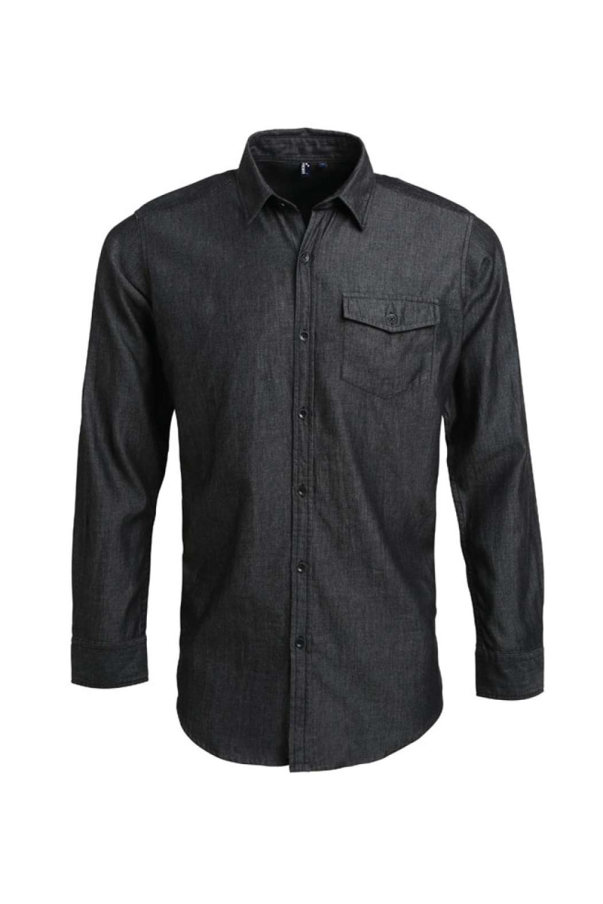 Cămașă Bărbați Denim cu Cusături Contrastante