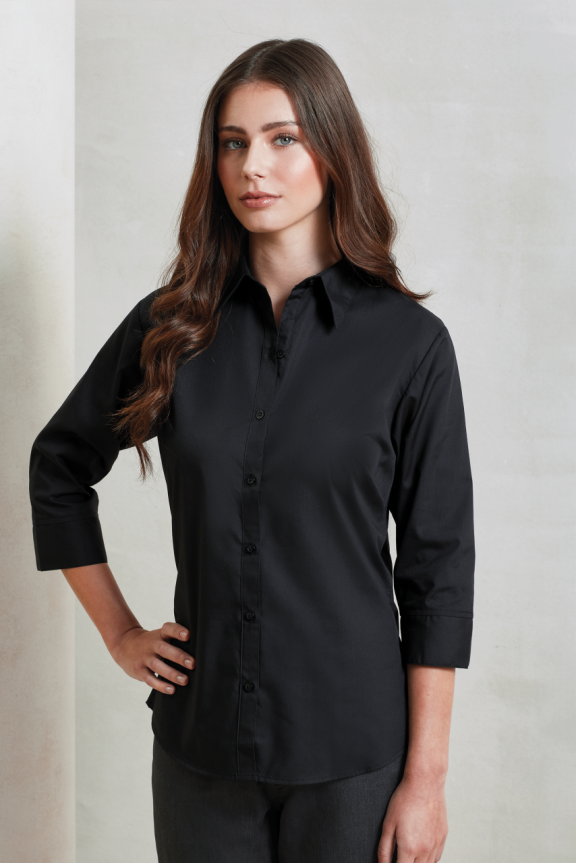 Bluză Poplin cu Mâneci 3/4 pentru Femei - Stil Elegant