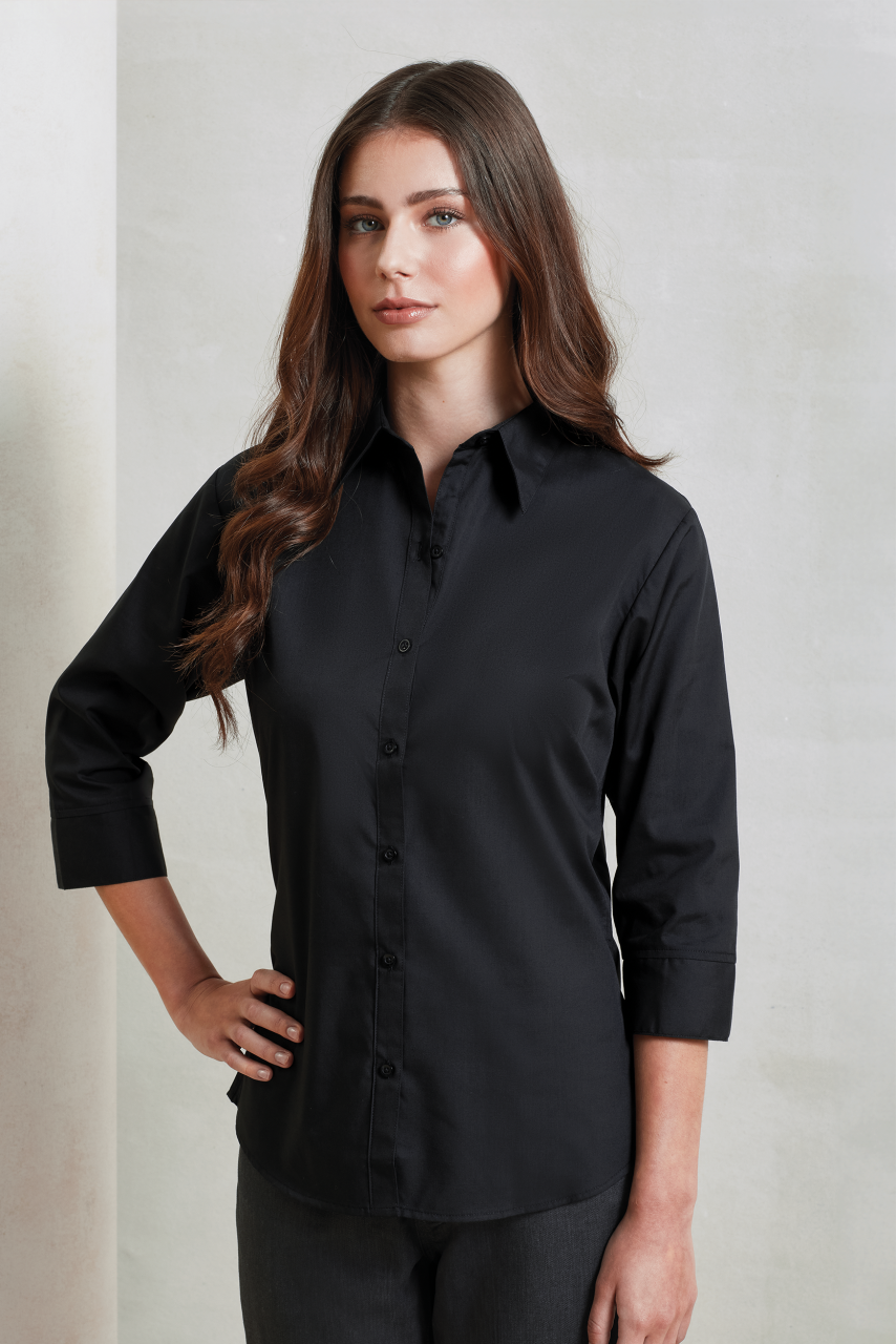 Women's 3/4 Sleeve Poplin Blouse